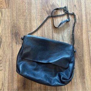 Zara Black Leather Chain Shoulder Bag